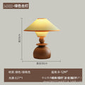 Medieval style pleated fabric double-layer log spherical base warm light table lamp b&b guest room bedroom tea room wabi-sabi style