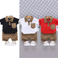 Boys' casual korean style short-sleeve polo shirt & shorts set - kids' lapel short-sleeve top + shorts two-piece outfit - wholesale children's clothing for cross-border e-commerce