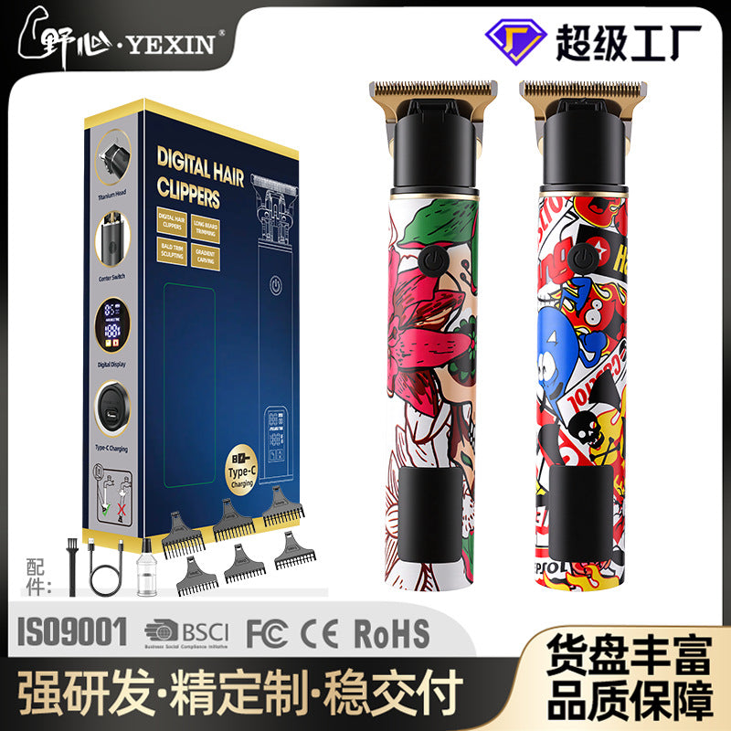 graffiti waterproof engraving electric hairdressing electric clipper electric clipper bald head shaving tool household oil head push