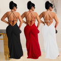 C7116 cross-border   fashion women's sexy slim-fit camisole v-neck backless dress