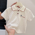Summer new korean style girls' all-over print heart & dot t-shirt top - stylish & trendy kids' clothing for baby girls