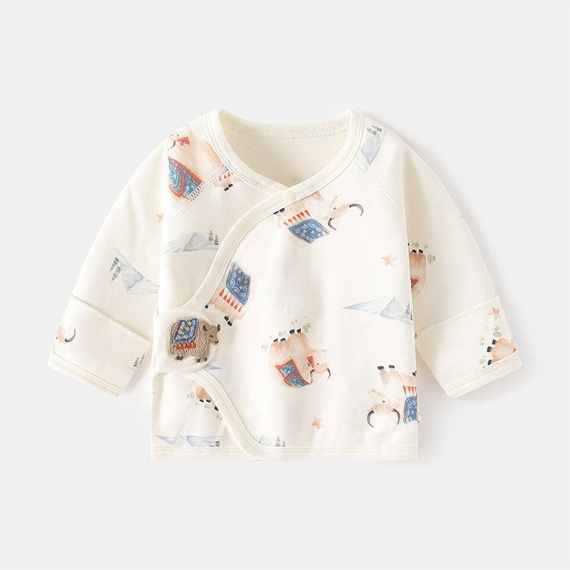 Babibele newborn baby clothes boneless fall and wintervelcro half back pajamas full month monk clothes baby tops