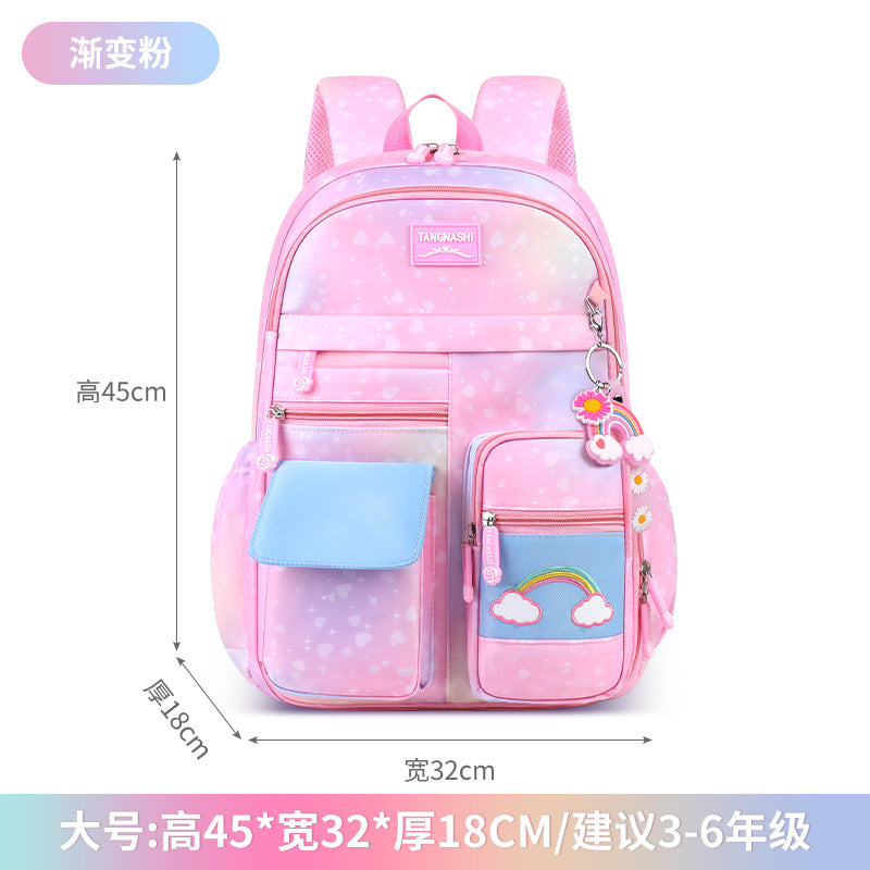 foreign trade kids backpack customized rainbow cute backpack spine protection and burden reduction primary school student schoolbag lightweight
