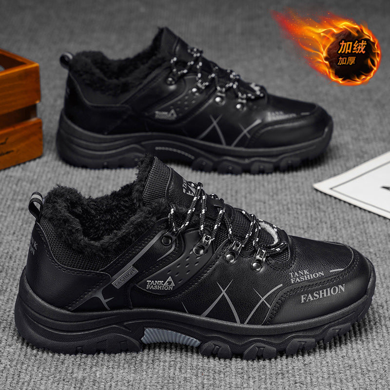 Autumn winter outdoor men's shoes waterproofnon-slipabrasion resistanthiking shoes middle-aged men heattechfleece-lined travel shoes sneakers