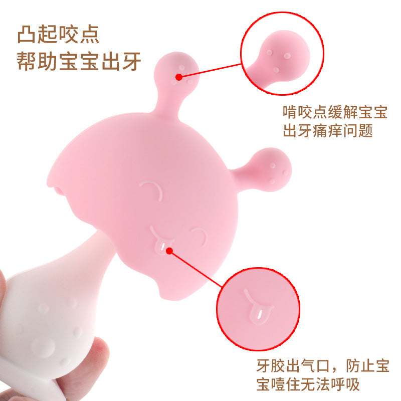 's new toothpaste rabbit rattle toothpaste anti-suffocation with holes, biting glue, biting music mushroom integrated toothpaste