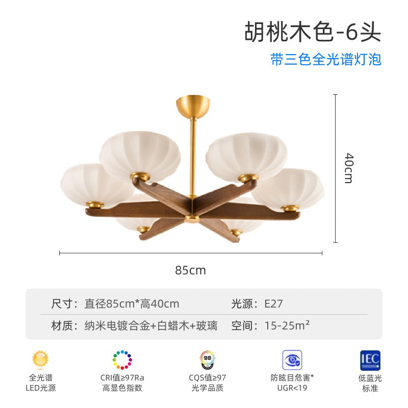 Vintage French living room light Atmospheric American dining room study eye protection light Walnut high-end bedroom chandelier