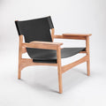 Natural wood black leather
