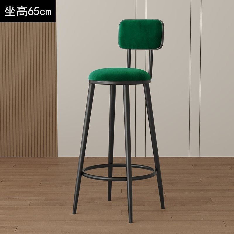 Minimalist modern high bar stool - nordic style gold-tone luxury iron backrest chair for bar, ktv, and counter seating