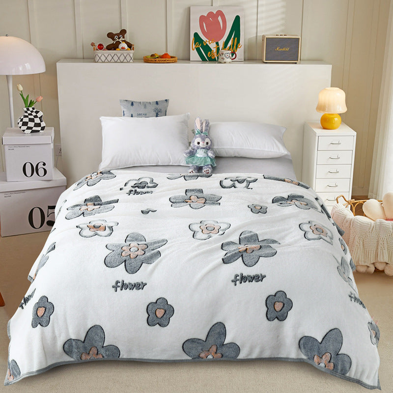 Snowflake fleece blanket Farai fleece sheet person double gift thickened coral fleece autumn and winter sleeping lunch break blanket wholesale