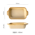 Creative kiln-turned double-ear ceramic baking dish baking tool cheese rice pizza plate pasta plate barbecue rectangular plate