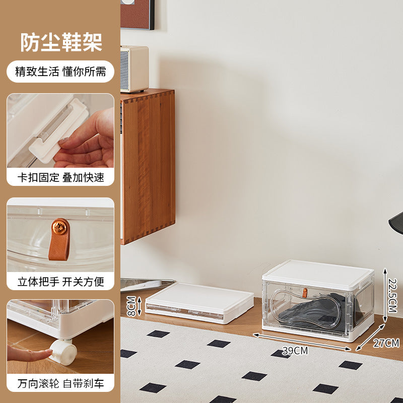 Door shoe cabinet foldable transparent large-capacity multi-layer shoe display finishing box installation-free dust-proof clean storage