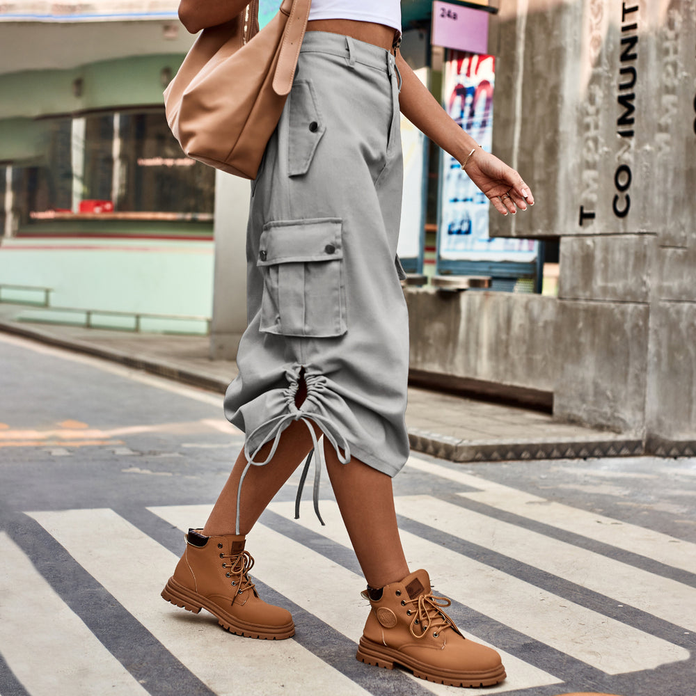 European and american women's clothing  cross-border foreign trade  new arrival denim tie backworkwear skirt casual mid-length skirt trendy