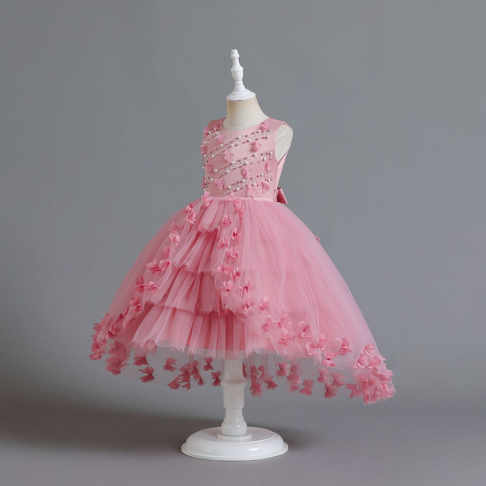 Amazon's new kids dress with trailing butterfly flower princess dress for female flower girl classyelegant piano performance dress