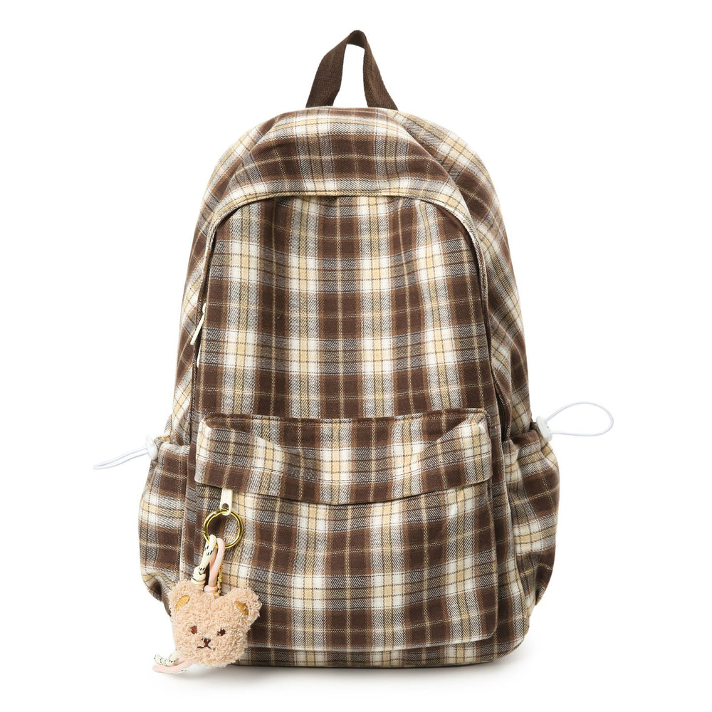 Schoolbag junior high school girls japanese style retroplaid college students casual spring outing tuition bag high school students backpack women
