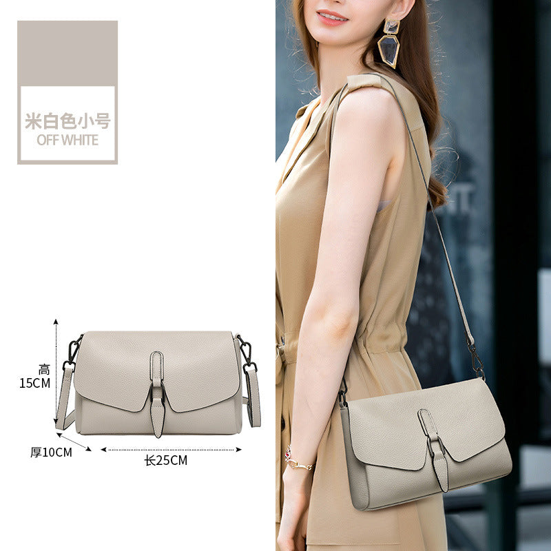 First layer cowhide women's 2025 new leather shoulder messenger bag fashionable versatile large capacity women's small bag