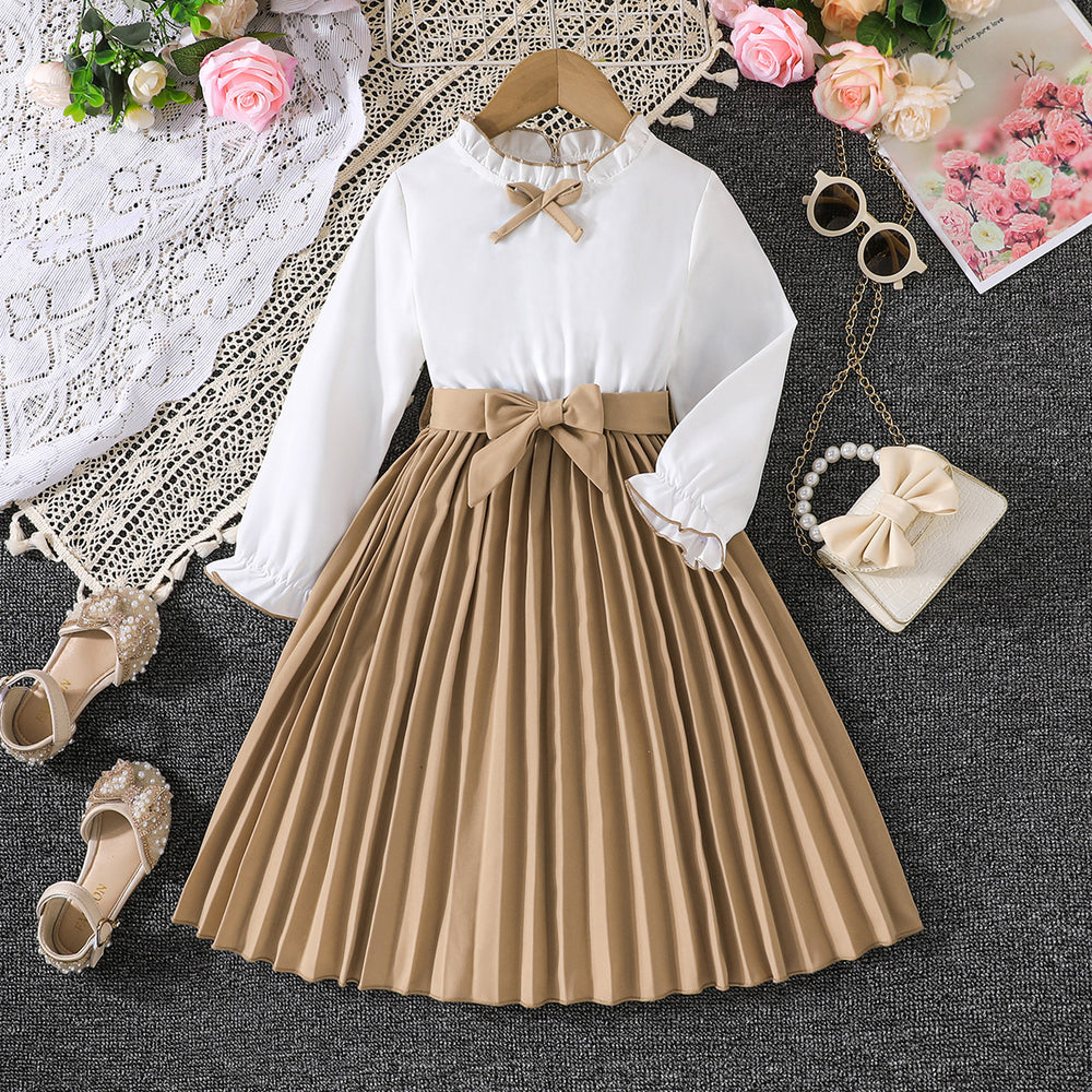 fall and winterlong sleeveshot selling cross-border in stockgirlwhitetops+patchwork 100% off dressfactory direct sales