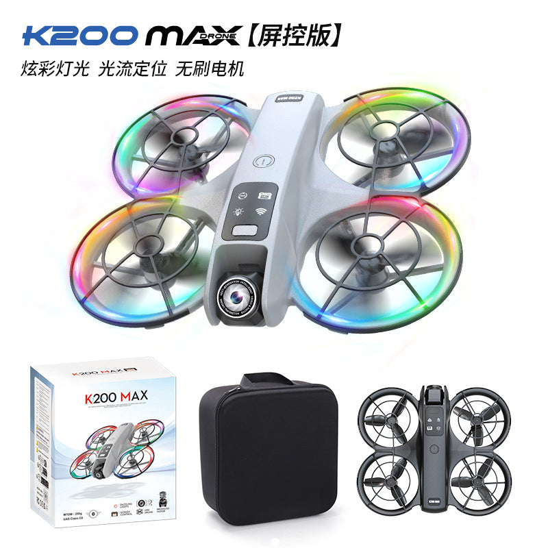 K200 drone - brushless motor, large screen controller, ultra-hd dual lens, full enclosure remote control aircraft toy
