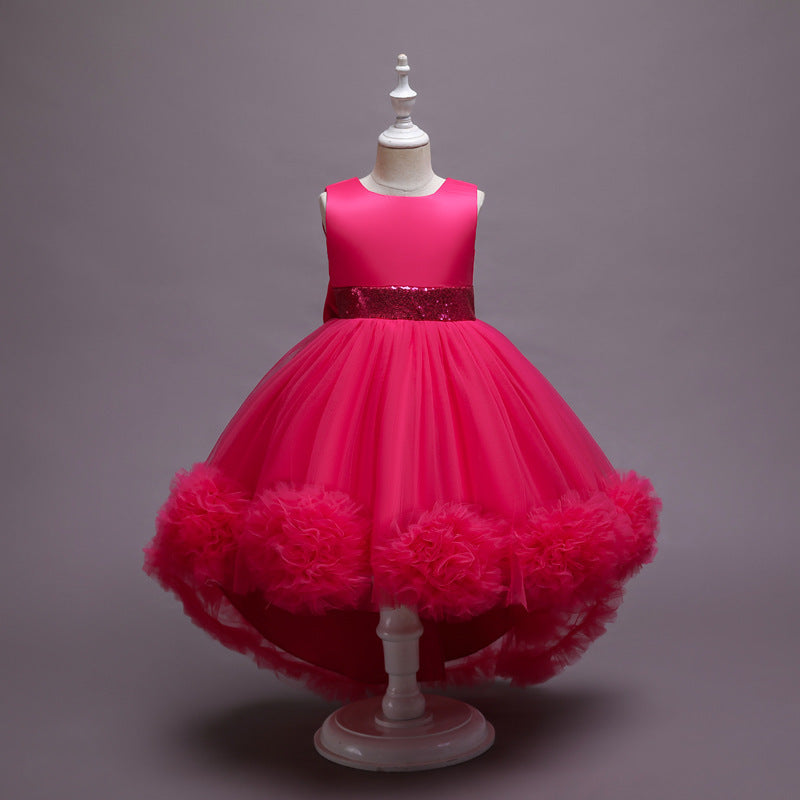 kids dress wave ball flower trailing skirt girl children's day kids program performance princess skirt baby dress