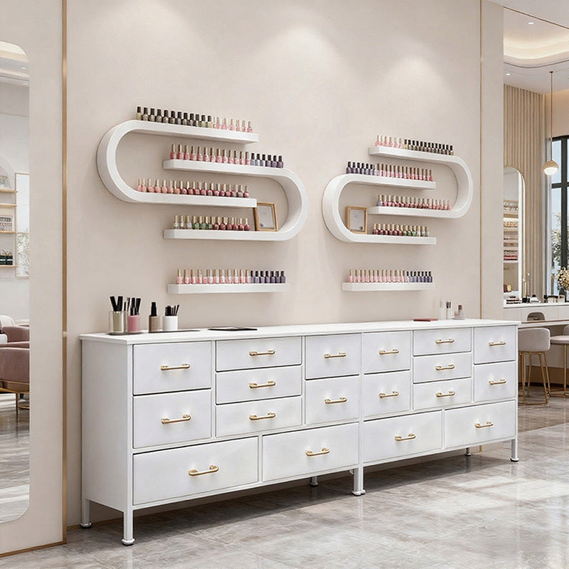 Nail salon display cabinet, nail art cabinet, freestanding cabinet, gel polish storage cabinet, wall cabinet, nail polish color swatch display, nail art side cabinet