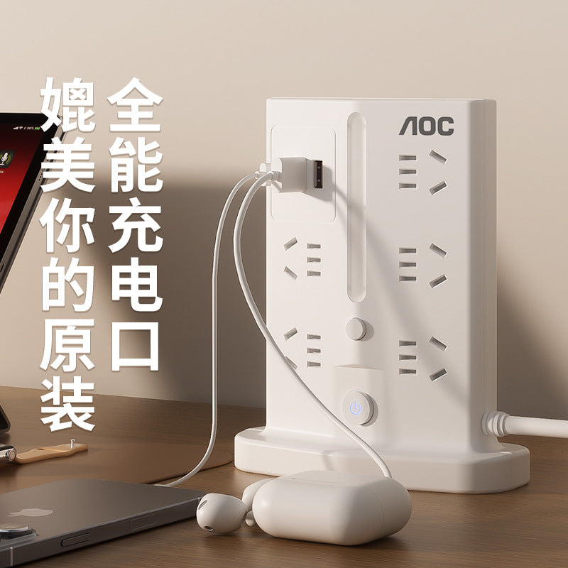 Chuangya vertical socket with usb lightning protection and surge protection socket independent night light digital clock original socket