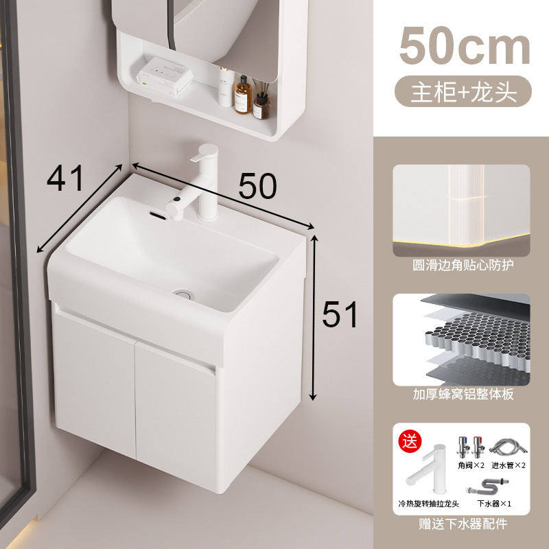 Small apartment circular arc bathroom cabinet deepened wash basin space honeycomb aluminum washbasin cabinet combined toilet washbasin