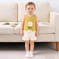 Girls'  summer new arrival: yellow 3d floral sleeveless high-end lace skirt and shorts two-piece set