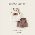 Baby summer suit thin baby clothes boys and girls outing jacquard separatespure cotton vest shorts kids