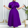 summer new european and american cross-border short-sleeve tie-up bowknot puffy ball gown european and american dress