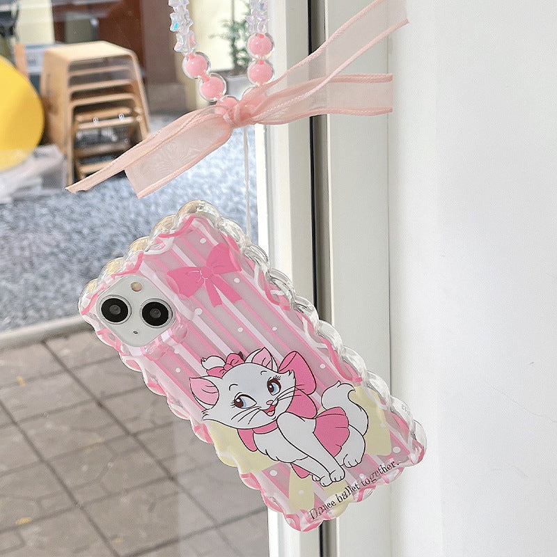 Twist material suitable for apple 16pro cute mary cat mobile phone case iphonexr anti-fall bracelet protective cover
