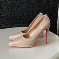 Yx patent leather high heels women's pointed toe waterproof platform non-fatigue stiletto heels commuter nude flats red sole high heels