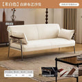 Nordic japanese style solid wood leather sofa - compact, creative, minimalist design for living room or bedroom - available in 3-seater and 2-seater options - natural wood aesthetic