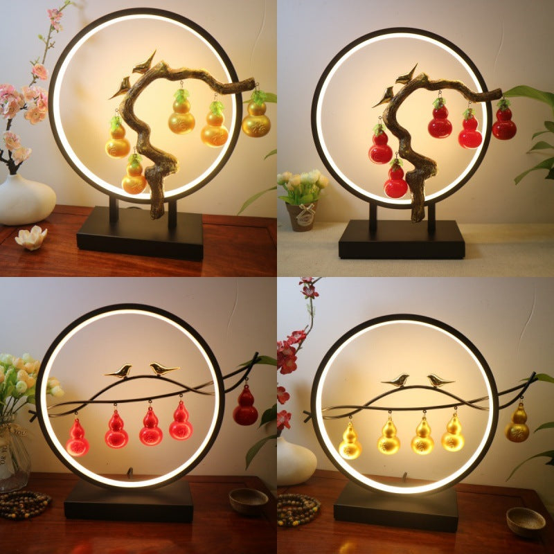 New chinoiserie gourd table lamp bedroom bedside lamp living room entrance office hotel five blessings bring in wealth and treasure fortune ornaments
