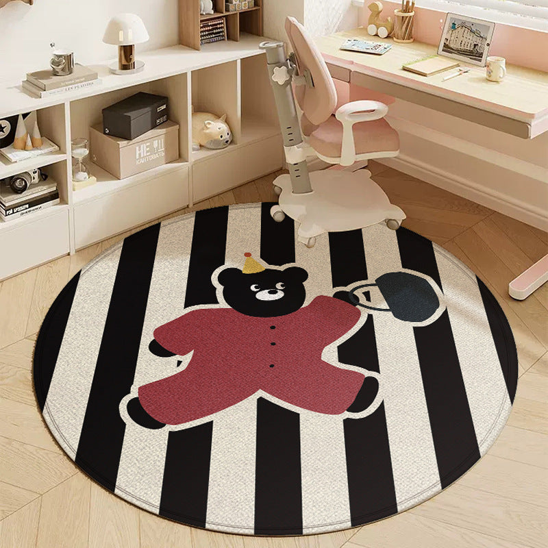 Cartoon round carpet bedroom dresser cloakroom foot cushion children's room swivel chair stool mat non-slip floor mat