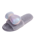 Girly cute ins-style cotton slippers - indoor/outdoor flat-floor home warm autumn/winter bowknot fuzzy slippers
