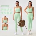 Naked fitness suit women's bubble wrap push up breast fitness bra high waist peach hip yoga suit women's suit