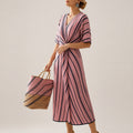 european and american women's clothing: new summer collection - polished bohemian style, elegant v-neck, slimming, vacation-ready dress
