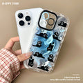 Cute round edge feather blue cat mobile phone case anti-fingerprint suitable for 16promaxiphone15 protective cover