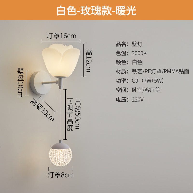 Wall lamp bedroom cream wind bedside lamp eye protection warm room new simple modern living room TV background wall lamp