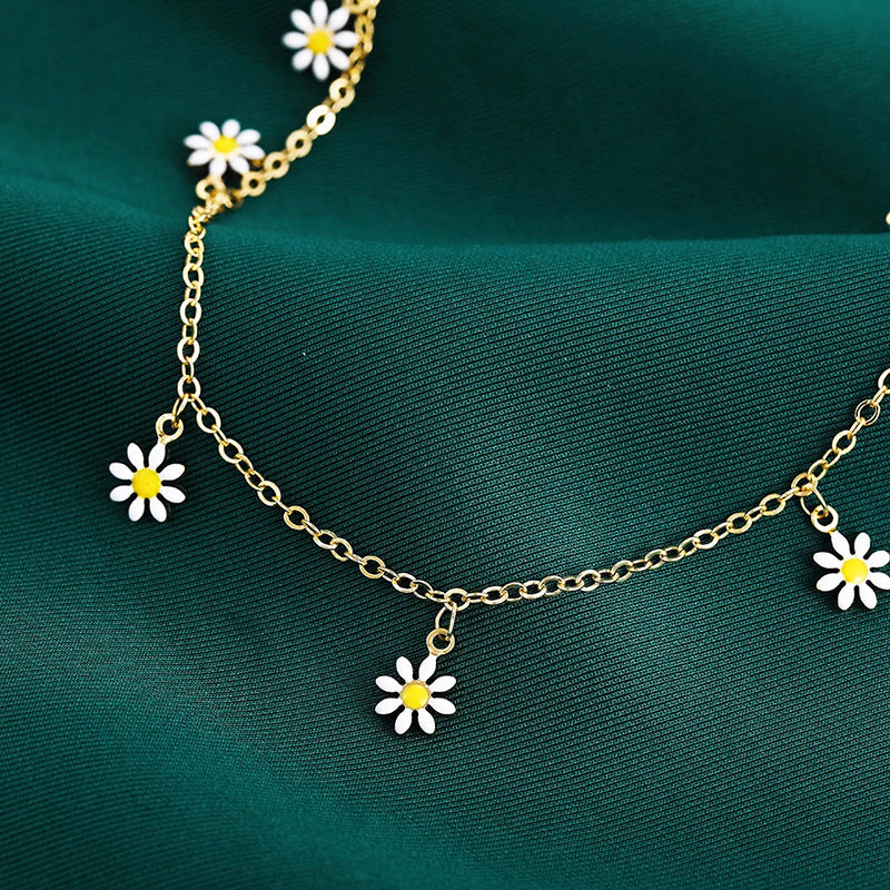 European and american cross-border new jewelry fashion daisy beach anklet handmade bohemian daisy pearl anklet for women