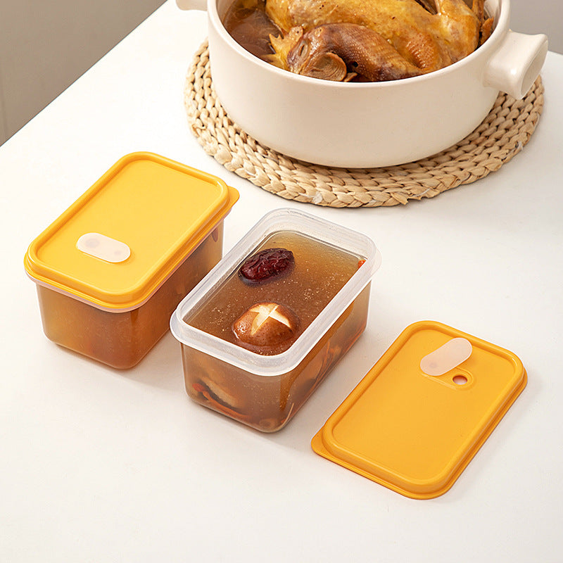 Kitchen refrigerator frozen fresh-keeping box plastic food grade transparent frozen soup packing box with lid sealed food storage box