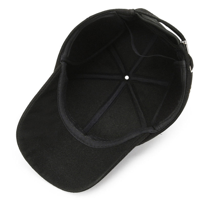 2023 autumn and winter Korean version of trendy baseball cap winter outdoor riding warm ear protection middle-aged and elderly duck tongue cotton hat