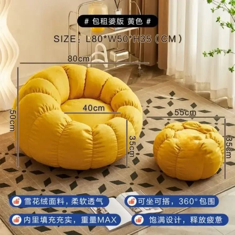 Cream style lazy sofa can lie down and sleep pumpkin sofa chair casual chair cashmere fabric sofa single sofa