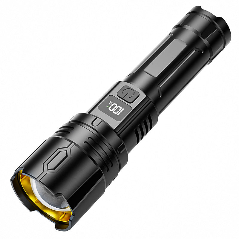 Cross-border strict selection of white laser flashlight outdoor emergency long battery life long-range long-range zoom intelligent electric display strong light flashlight
