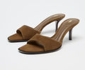 Za2025 summer women's open-toe heeled sandals - stiletto, transparent thong, crystal heel