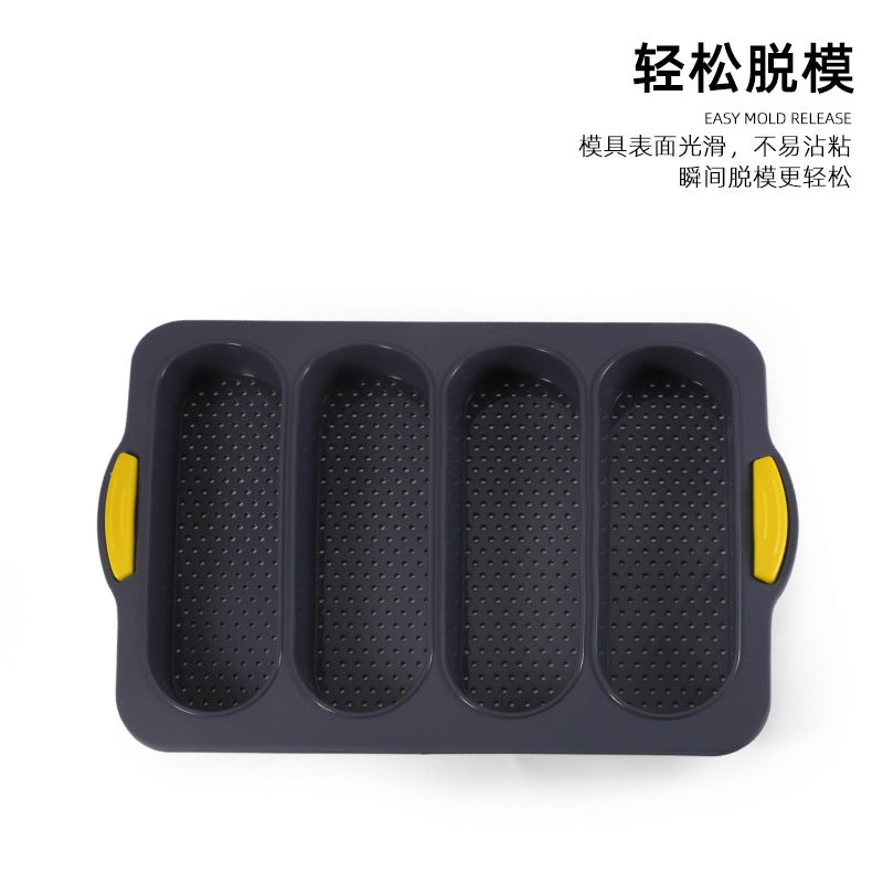 Custom silicone baking mold - baguette mold, 4-cavity non-stick baking pan, bread oven cake mold - wholesale