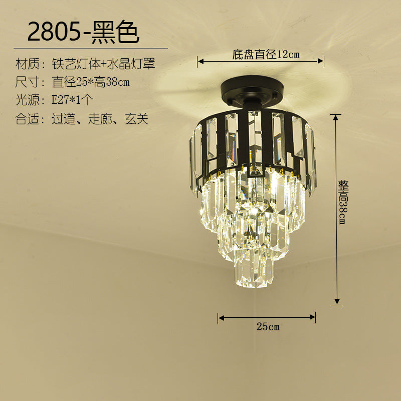 [Strict selection] American crystal small chandelier corridor decorative lighting entrance cloakroom ceiling modern LED light