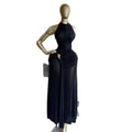 European and american cross-border women's fashion:  summer new arrival - sexy and elegant halter neck sleeveless ruched bodycon midi dress