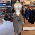 European and american cross-border women's fashion:  summer new arrivals - sexy backless houndstooth slim-fit bodycon short-sleeve dress