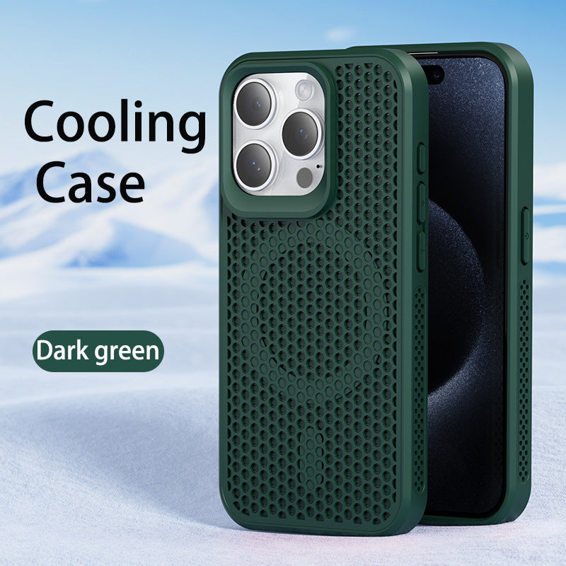 Suitable for apple 17promax mobile phone case iphone15pro breathable cooling magnetic case 11 honeycomb cooling