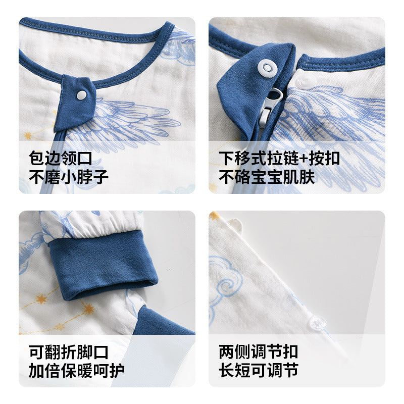 Baby sleeping bag - spring/autumn gauze, summer style, kids' split-leg sleeping bag, baby anti-kick quilt, all-season use